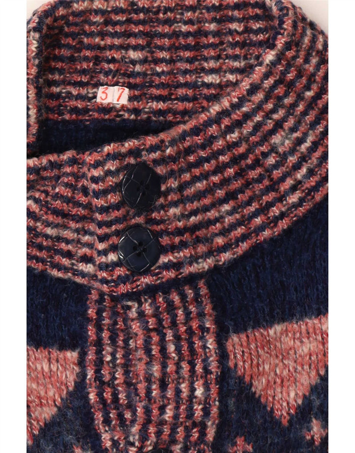 Pulover Cardigan Vintage pentru bărbați, roz mediu geometric