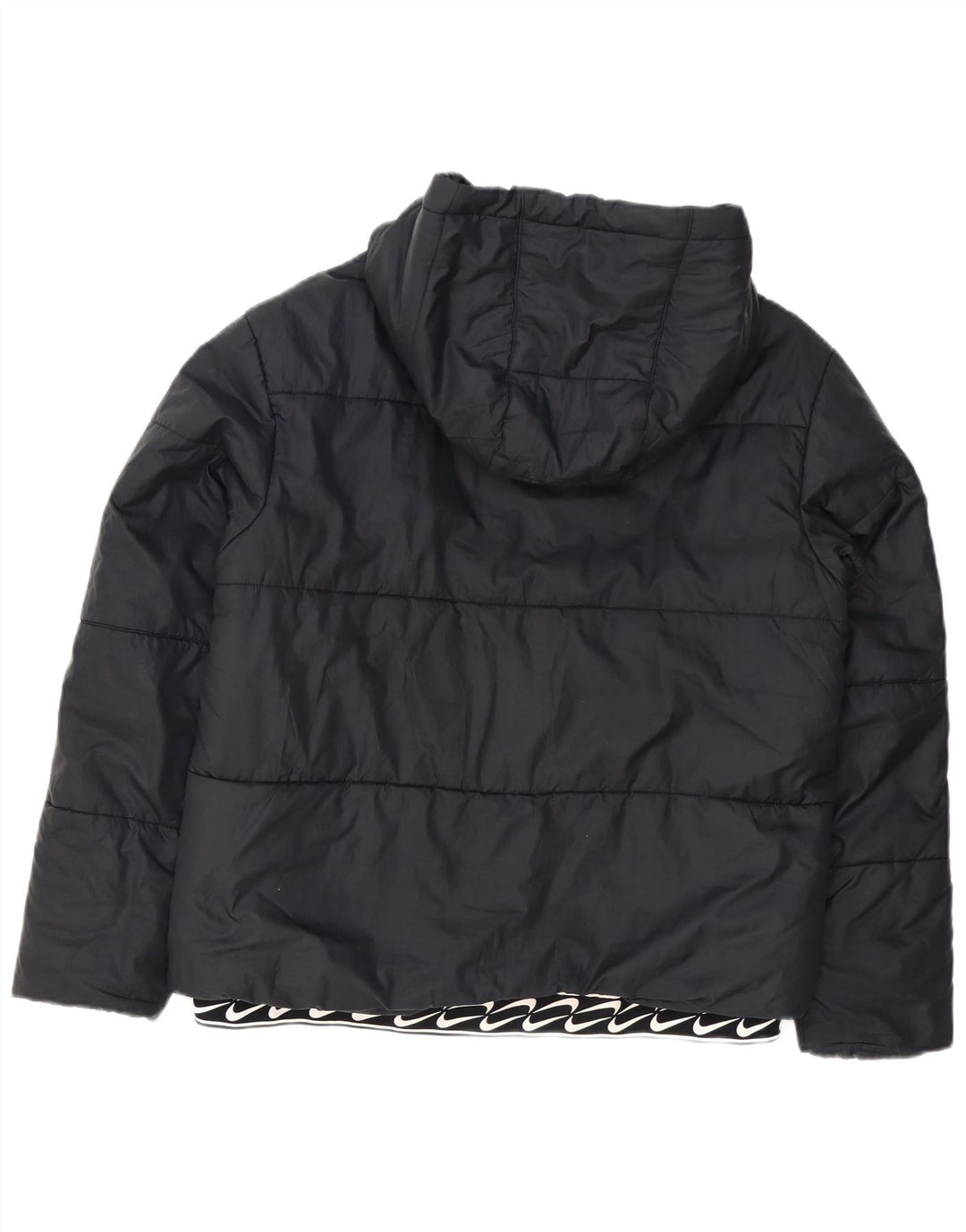 Jachetă căptușită cu glugă grafică Nike pentru femei UK 16 Poliester negru mare