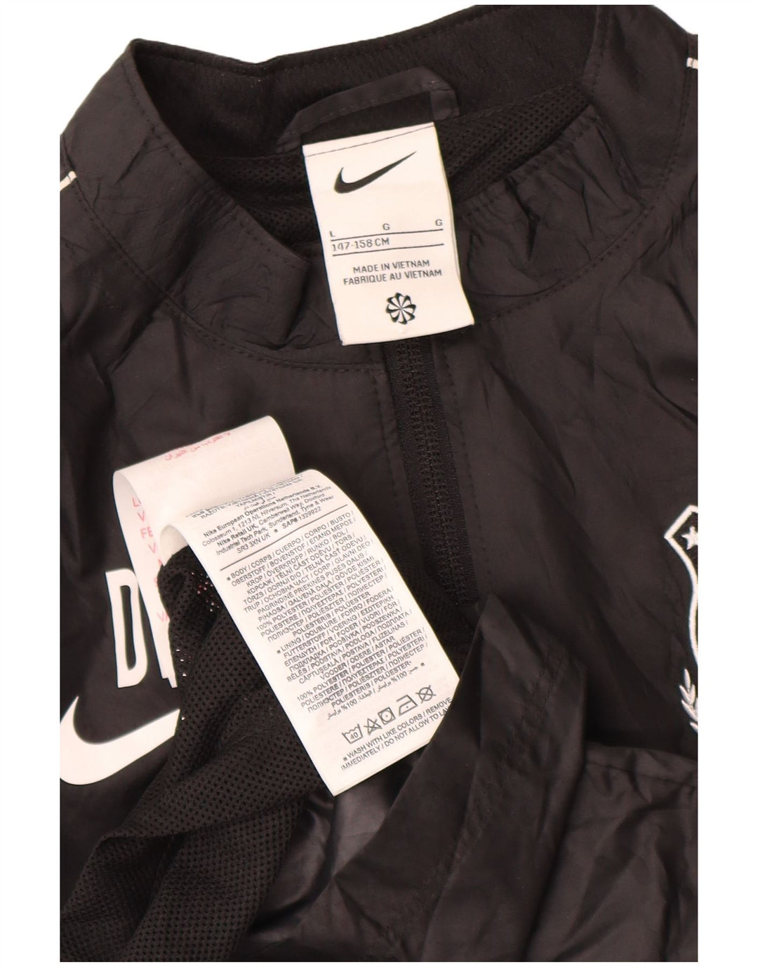 Jachetă de ploaie grafică Nike pentru băieți 12-13 ani, mare, negru, poliester
