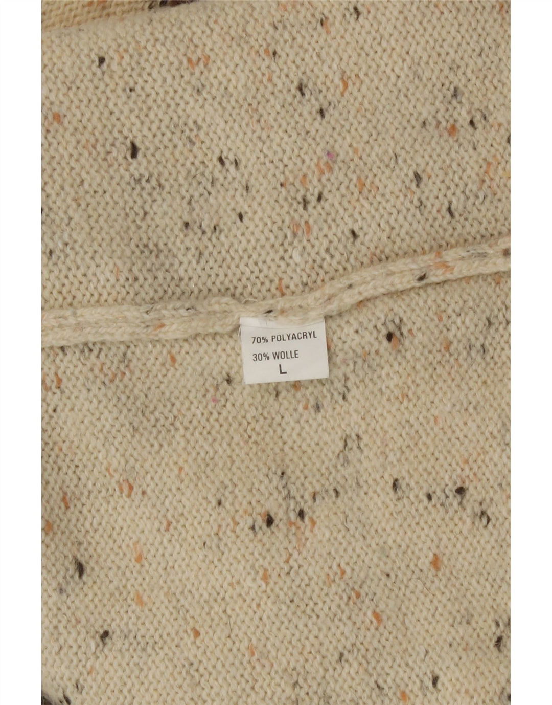 Pulover vintage pentru femei cu decolteu rotund UK 16 mare, bej, mozaic, noutate