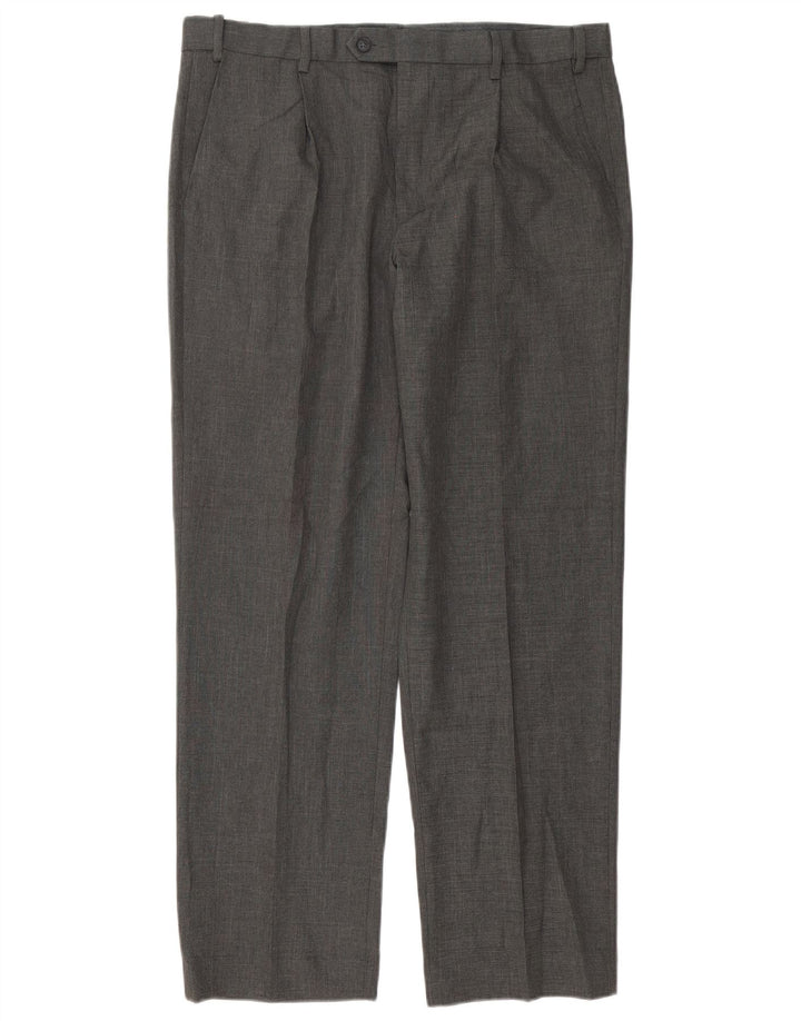 MARKS & SPENCER Pantaloni de costum pentru bărbați, cu tăiere obișnuită, L36 L31, poliester gri