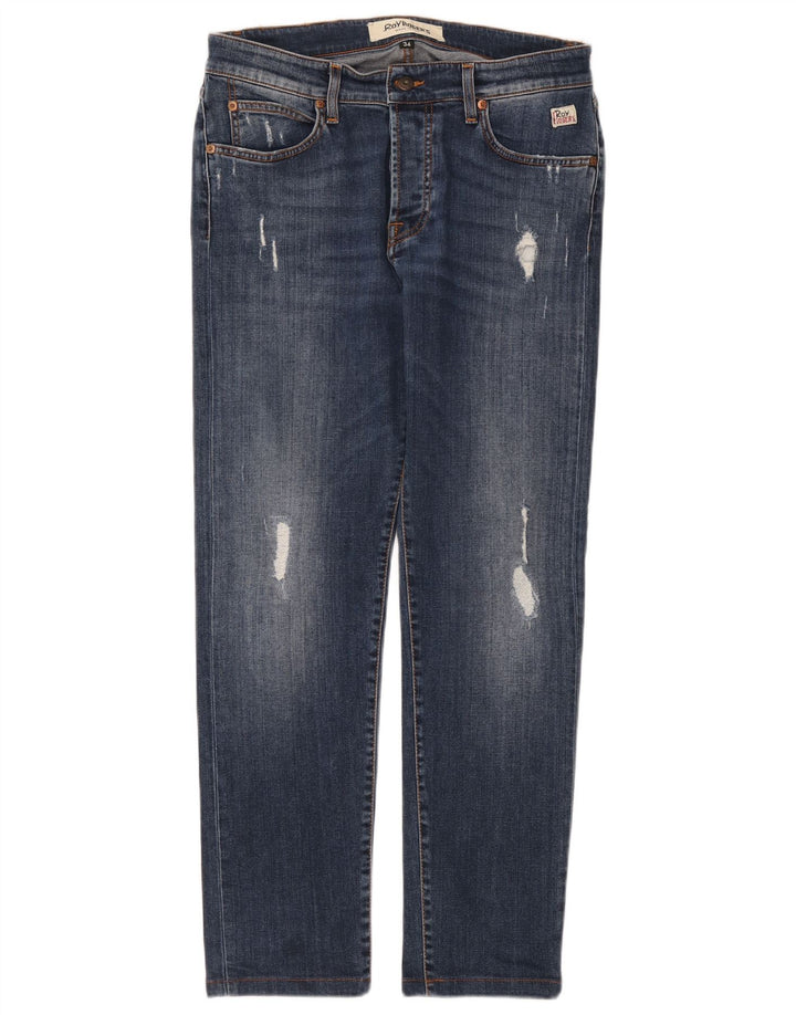 Blugi slim pentru bărbați Roy Rogers Distressed W34 L29 Bumbac albastru