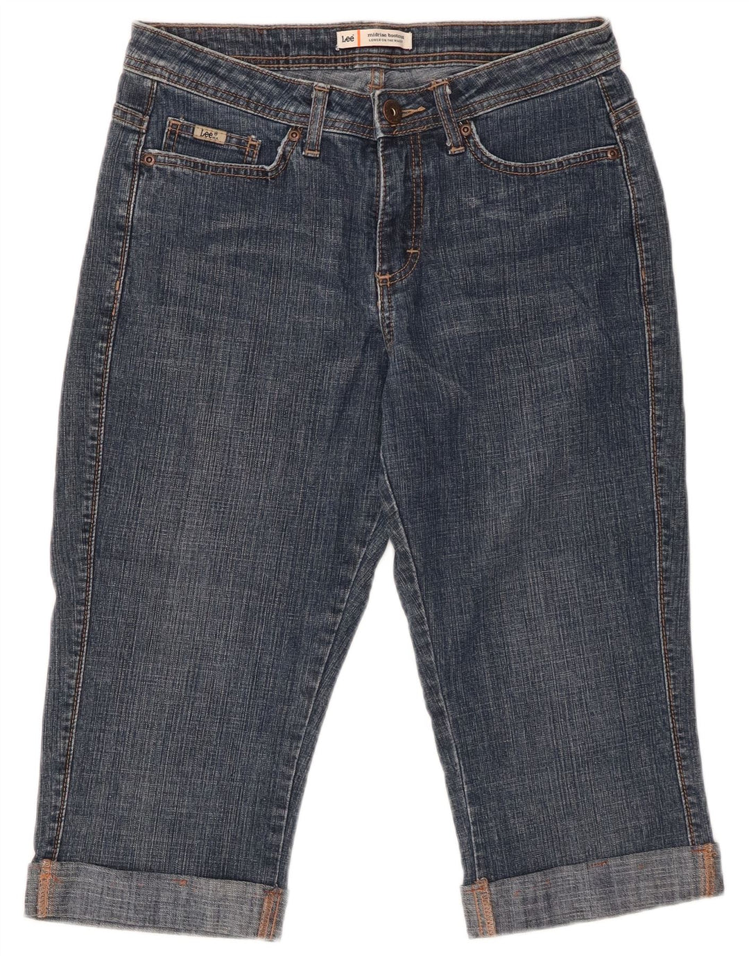 Blugi Capri LEE pentru femei cu talie medie US 8 Medium W29 Bumbac albastru