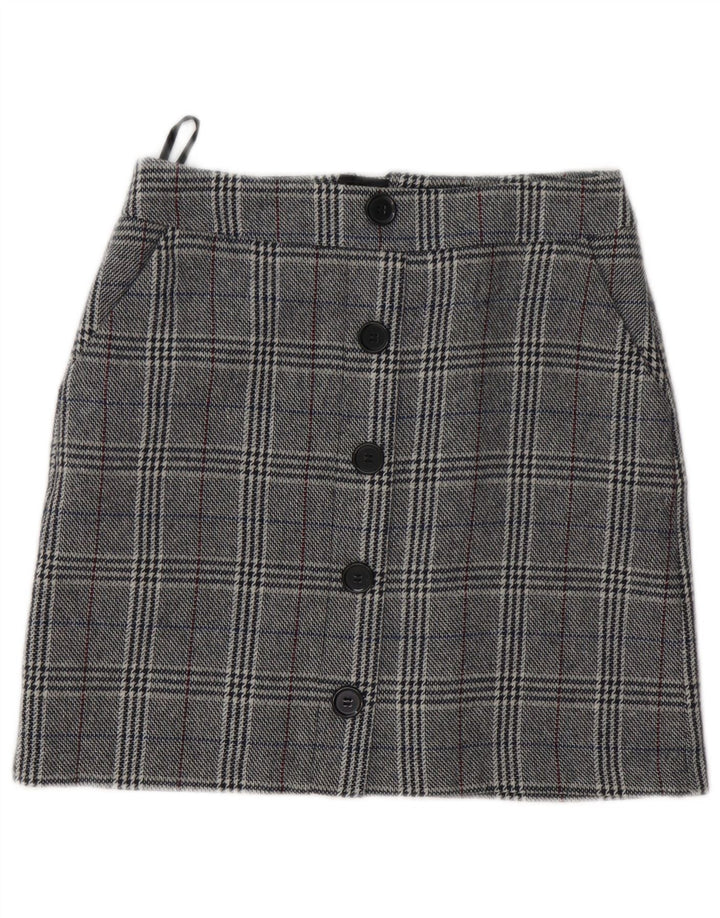 Fusta mini pentru femei Marks & Spencer UK 8 Small W28 Gri Houndstooth Acrilic
