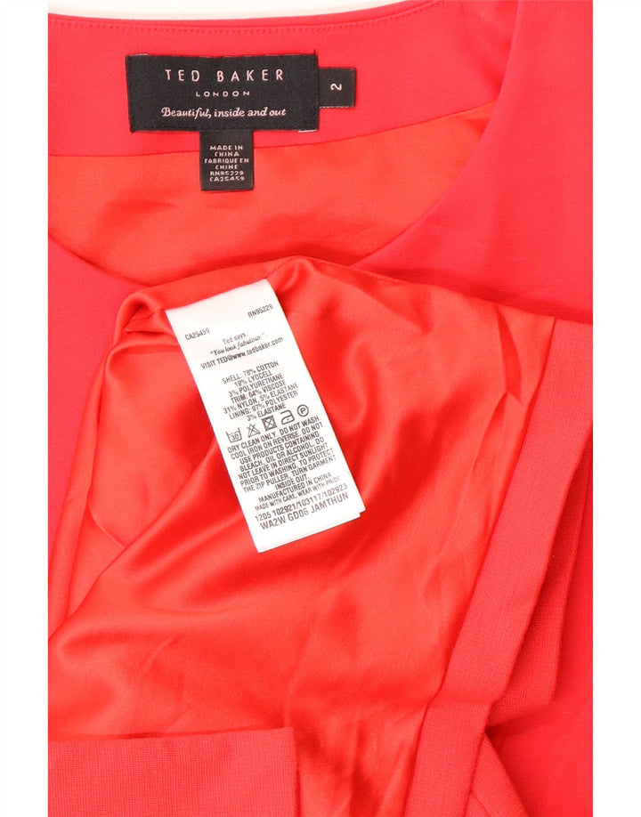 Rochie peplum fără mâneci pentru femei Ted Baker Mărimea 2 Bumbac roșu mic