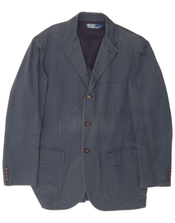 Jachetă Polo Ralph Lauren pentru bărbați, cu 3 nasturi, UK 40, bumbac mare, albastru bleumarin