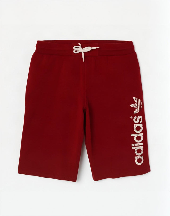 Pantaloni scurți sport grafic Adidas pentru bărbați, bumbac mediu burgundă