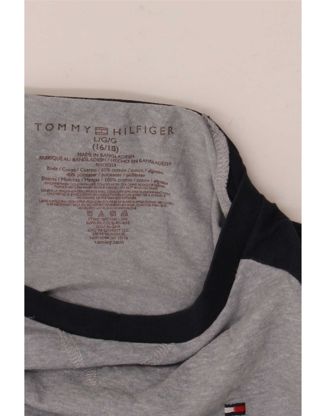 Top pentru băieți Tommy Hilfiger cu mânecă lungă 15-16 ani, mare, gri, color block