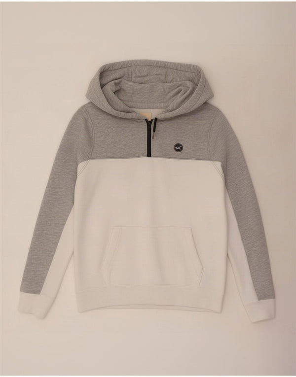 Hollister Mens Hoodie Jumper Medium Grey Colourblock Cotton