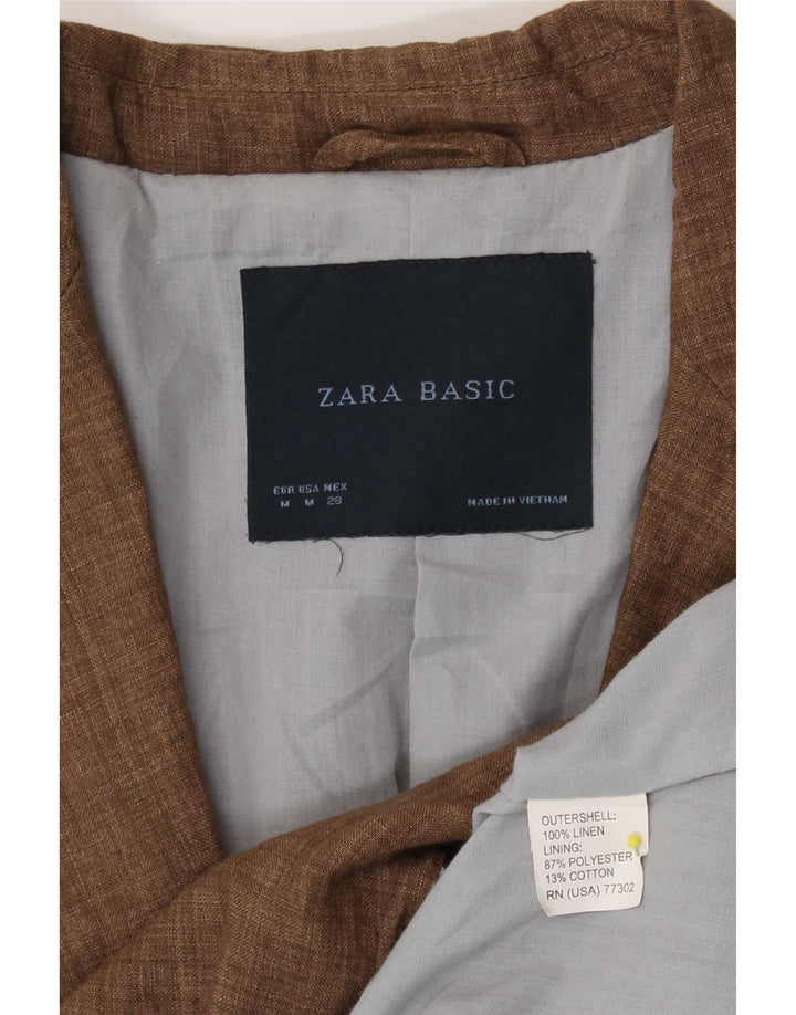 Blazer pentru femei Zara, cu 1 nasture, UK 14, in maro mediu