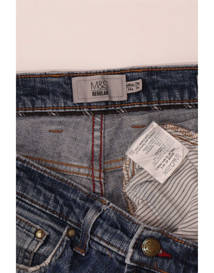 Blugi drepți obișnuiți pentru bărbați Marks & Spencer L34 L29 Bumbac albastru