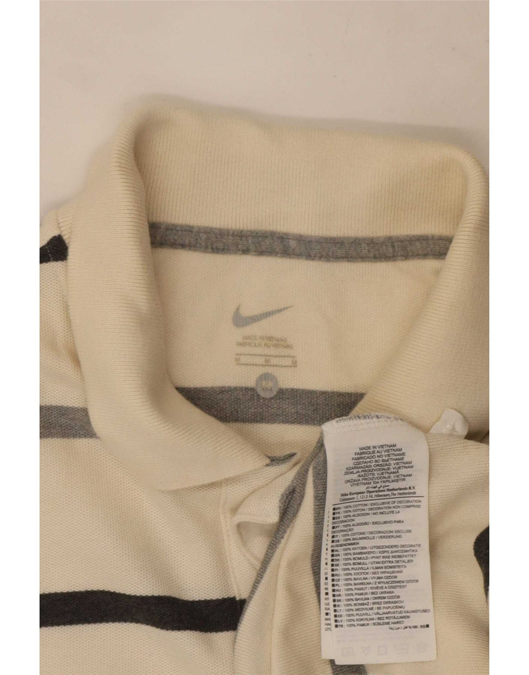 Tricou polo Nike pentru bărbați, bumbac cu dungi albe medii
