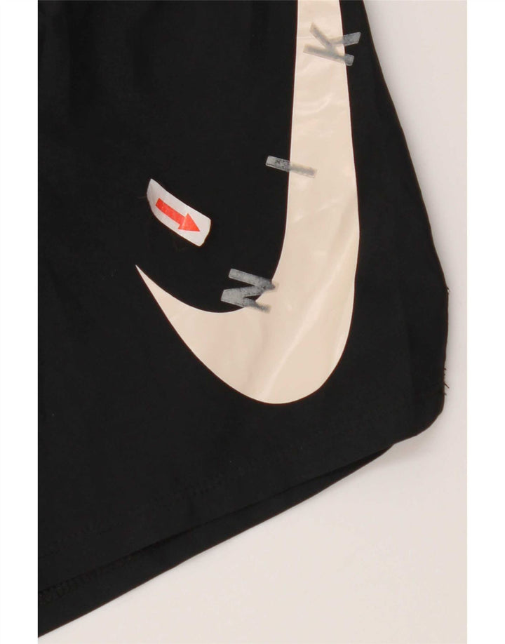 Pantaloni scurți sport Nike Dri Fit Graphic pentru femei UK 14 Poliester mediu negru