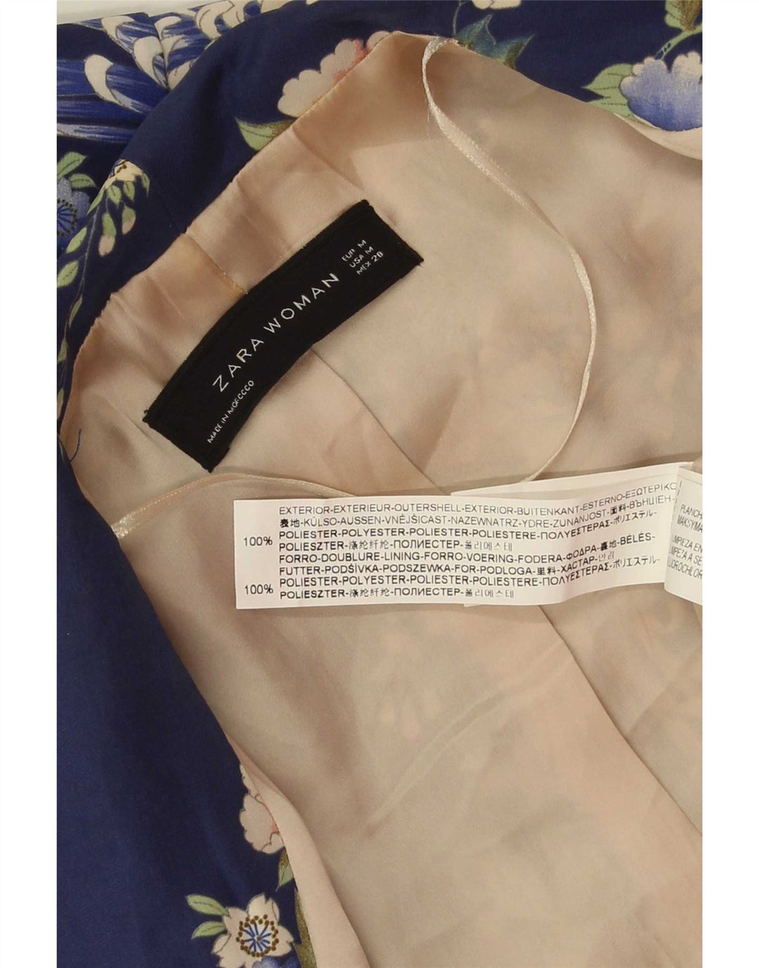 Jachetă Zara pentru femei Crop 1 Button Blazer UK 14 Medium Bleumarin Floral
