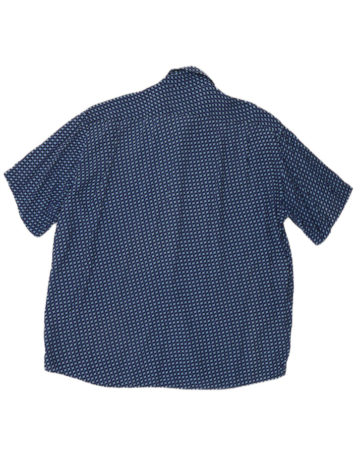 Cămașă Vintage pentru bărbați cu mânecă scurtă 2XL albastru geometric