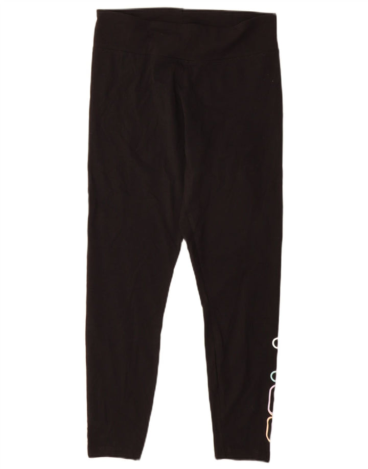 Leggings cu grafic pentru femei FILA UK 12, bumbac mediu negru
