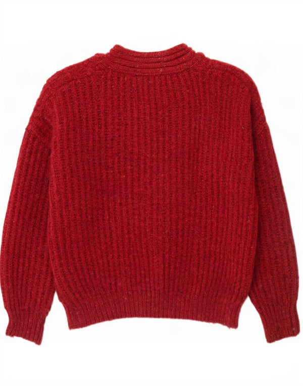 Giovanni Mens V-Neck Jumper Sweater Medium Burgundy Flecked Wool