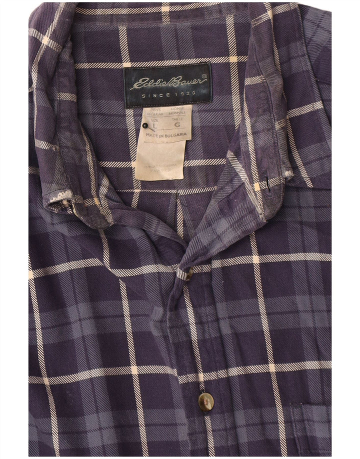 Cămașă de flanel pentru bărbați Eddie Bauer, mare din bumbac cu carouri bleumarin