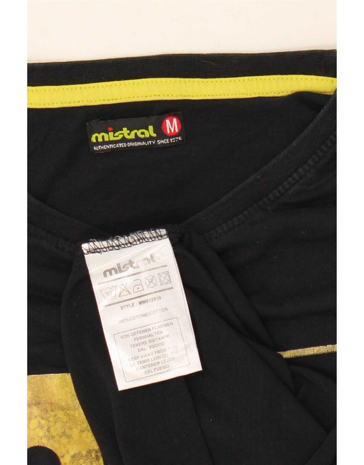 Tricou grafic pentru bărbați Mistral Top Medium Negru Bumbac
