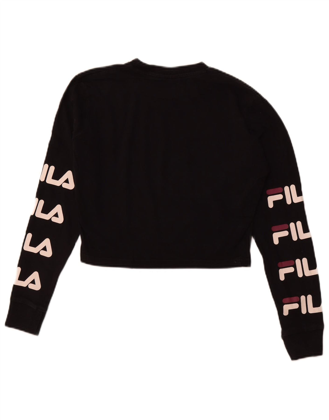 FILA Womens Crop Graphic Sweatshirt Jumper UK 10 Small Black