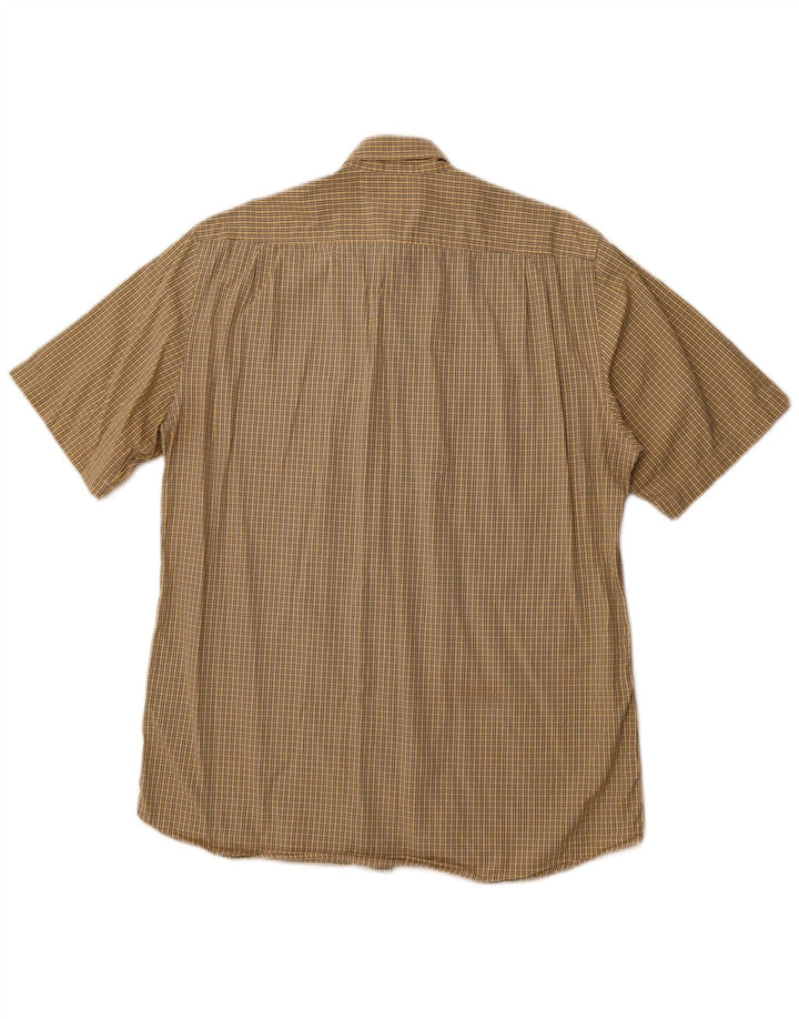 Cămașă cu mânecă scurtă pentru bărbați HUGO BOSS Mărimea 40, bumbac cu carouri galben mediu