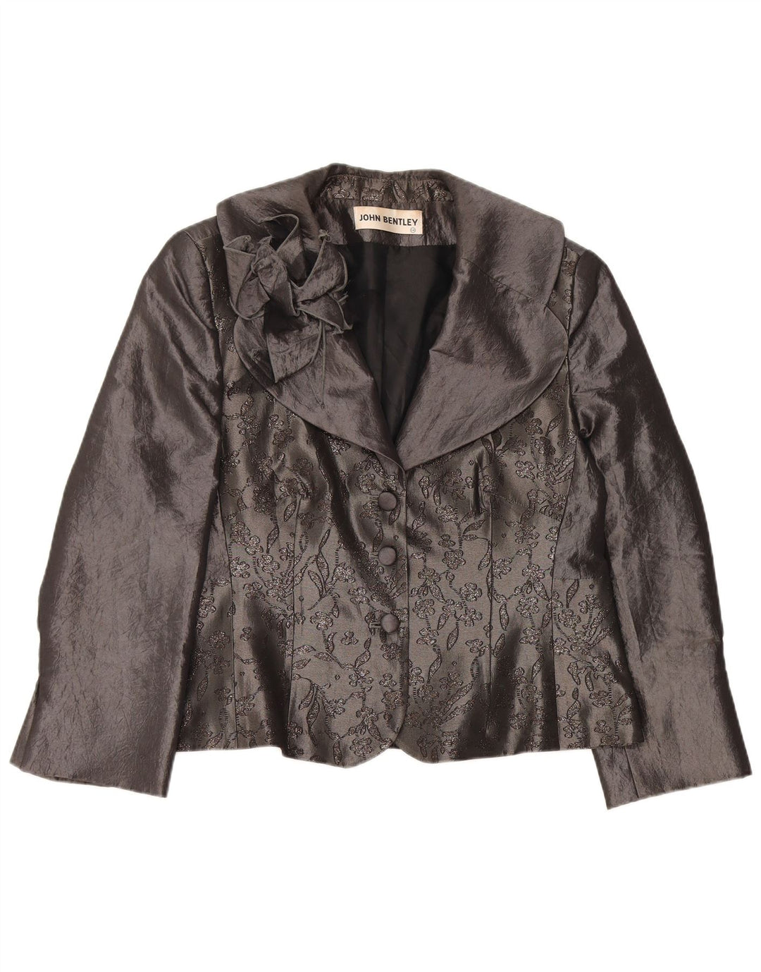 JOHN BENTLEY Top cardigan pentru femei UK 14 mare, gri, poliester floral