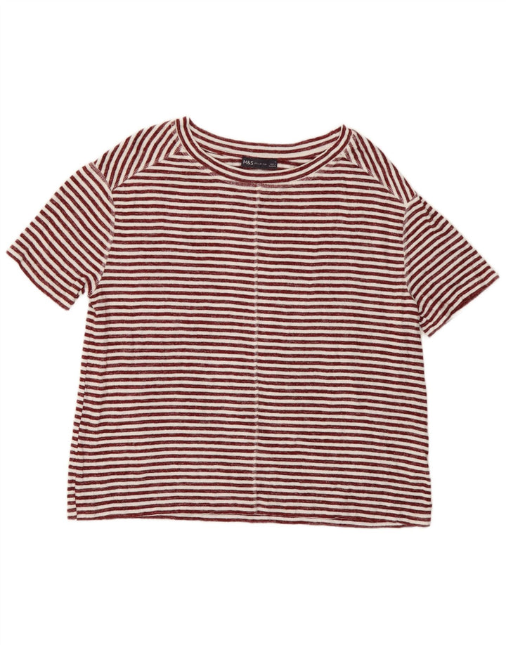 Tricou pentru femei Marks & Spencer Top UK 12 Medium Red Striped Viscose