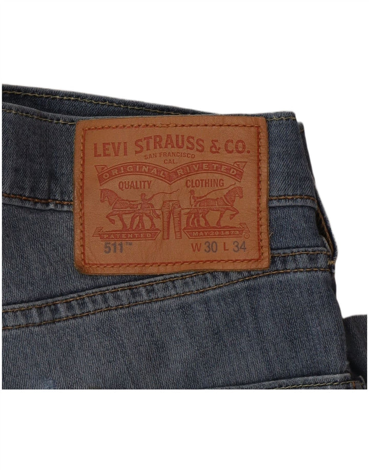 LEVI'S Mens 511 Slim Jeans W30 L34 Blue Cotton