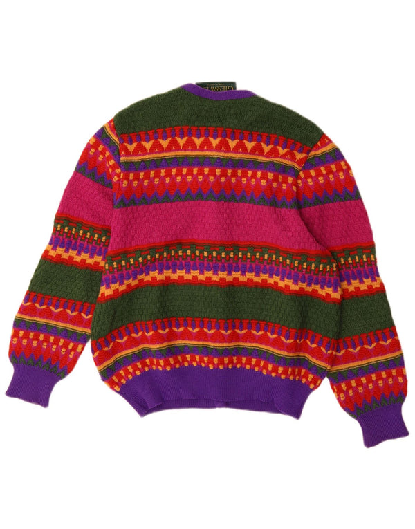 Pulover cardigan Giesswein pentru femei UK 14 mare, multicolor, geometric