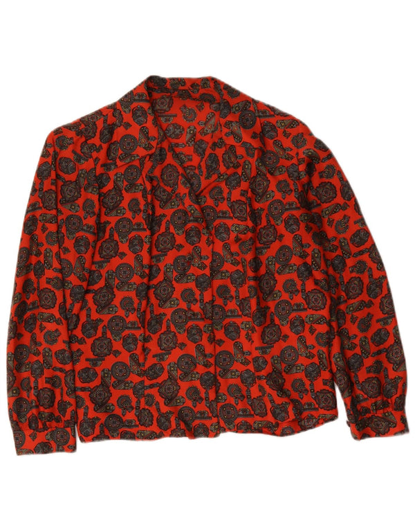 Bluză de cămașă vintage pentru femei UK 16 mare roșu geometric