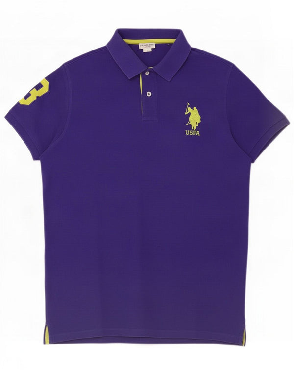 U.S. Polo Assn. Mens Graphic Polo Shirt Large Purple Cotton