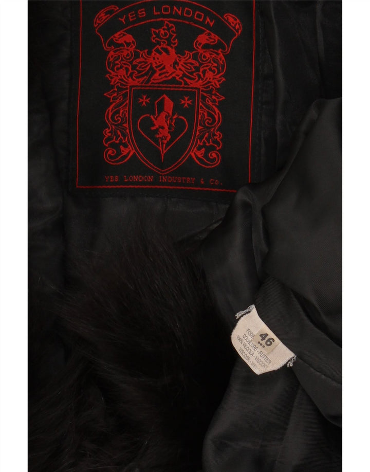 Palton din piele de damă VINTAGE IT 46 din piele neagră mare