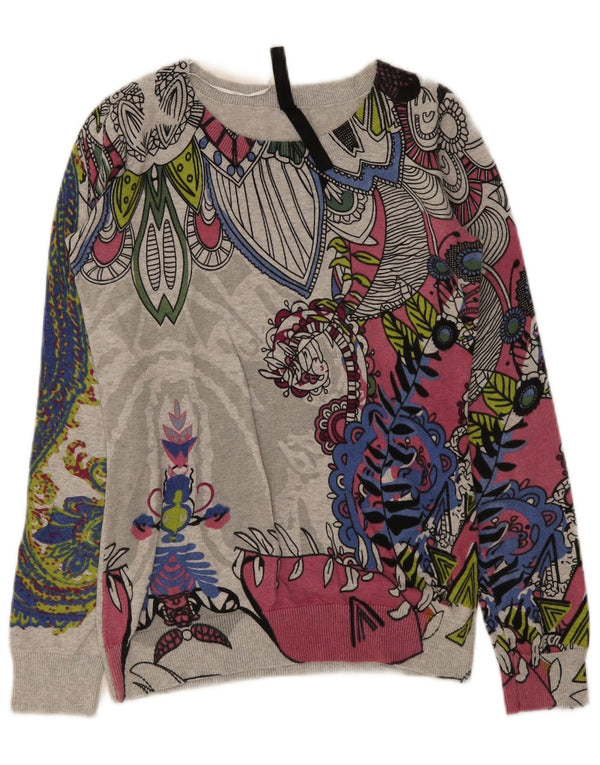 Pulover Desigual pentru femei, cu grafică, cu gât de barcă, UK 10 Small, Gri Paisley