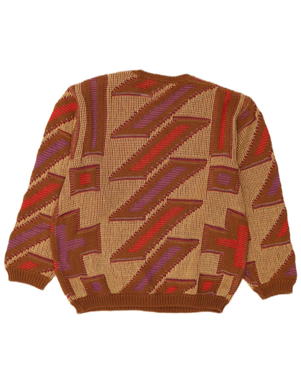 Pulover Clinique pentru femei cu decolteu rotund din bumbac geometric mare, bej, UK 16