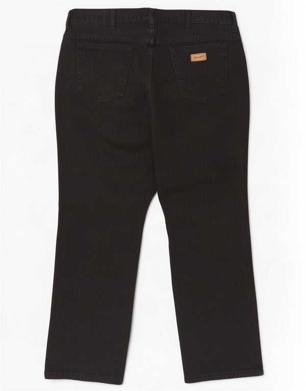 Wrangler Mens Texas Straight Jeans W42 L30 Black Cotton