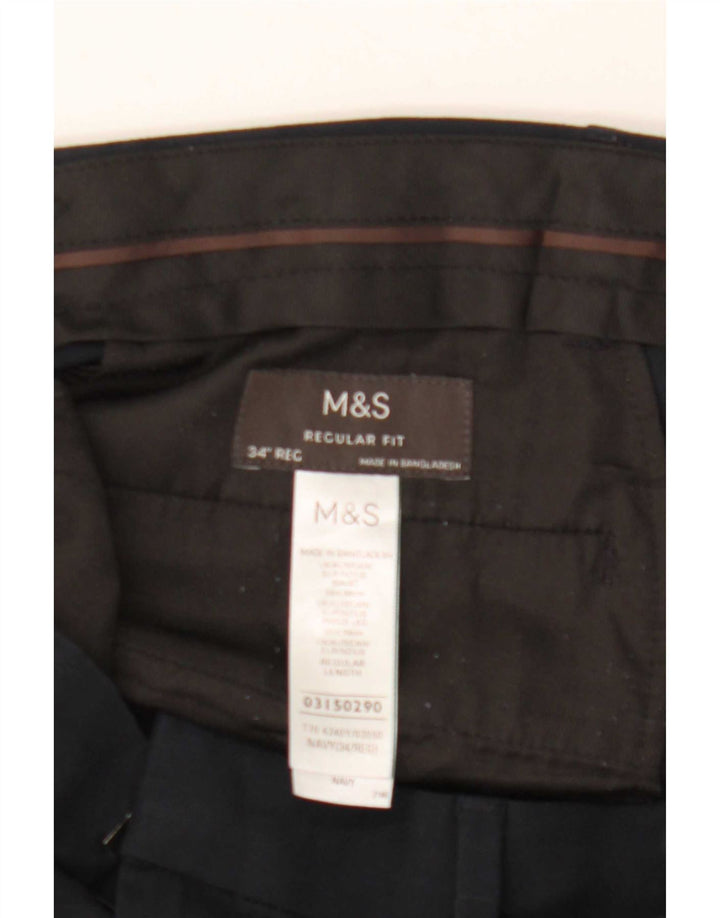 Pantaloni de costum pentru bărbați Marks & Spencer, cu tăiere obișnuită, L34 L31, poliester bleumarin