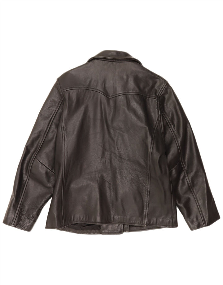 Jachetă de piele Club Monaco pentru femei UK 14 Medium Black Leather
