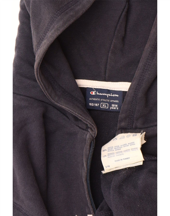 Pulover cu glugă cu fermoar și grafic CHAMPION pentru băieți 13-14 ani XL bumbac bleumarin