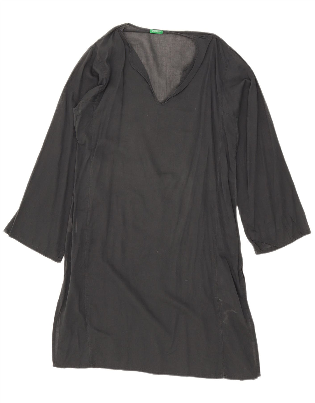 Benetton Womens See Through Oversized Tunic Dress UK 10 Small Grey Bumbac