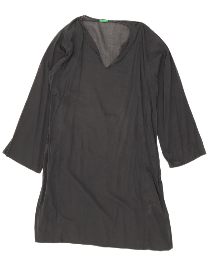 Benetton Womens See Through Oversized Tunic Dress UK 10 Small Grey Bumbac