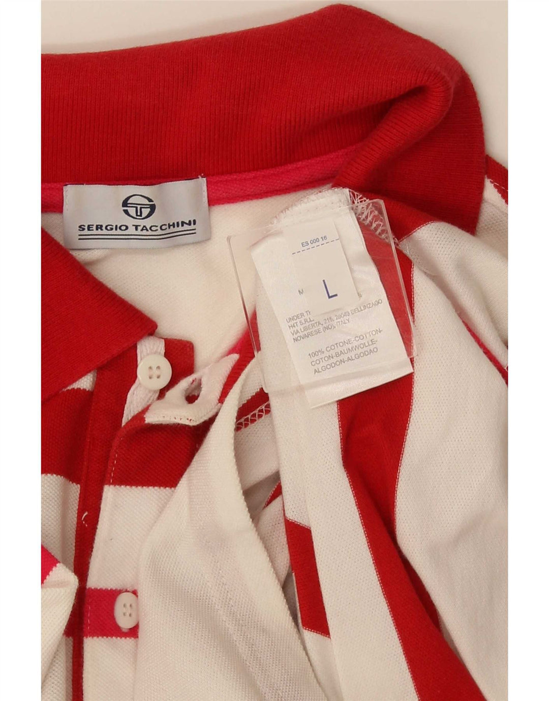 Cămașă polo Sergio Tacchini pentru bărbați, bumbac cu dungi roșii mari