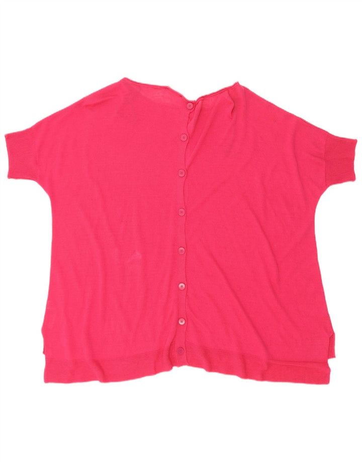 Pulover cardigan supradimensionat cu mânecă scurtă pentru femei Benetton UK 14 Roz mediu