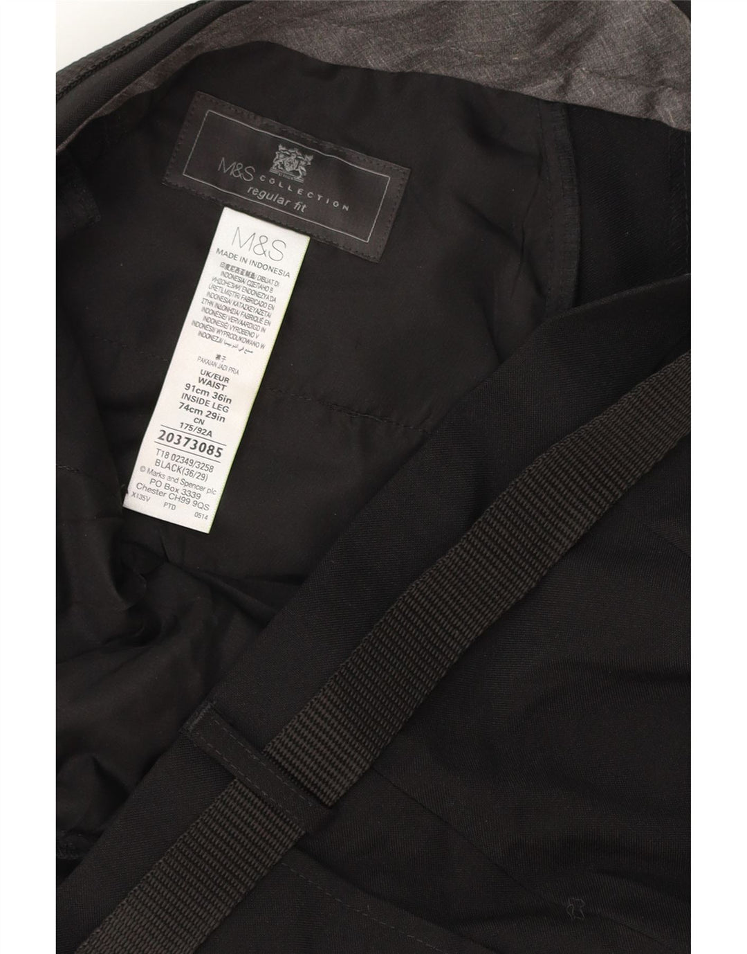 MARKS & SPENCER Pantaloni chino pentru bărbați cu ajustare normală L36 L29 Poliester negru
