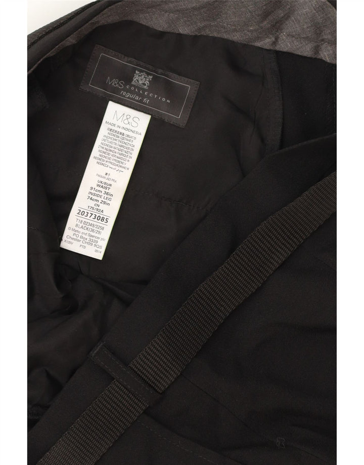 MARKS & SPENCER Pantaloni chino pentru bărbați cu ajustare normală L36 L29 Poliester negru