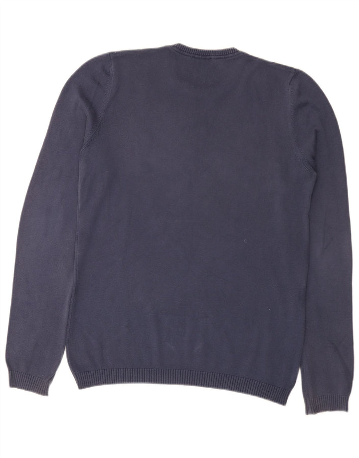 Pulover Benetton pentru bărbați, cu gât crew, mic, bleumarin