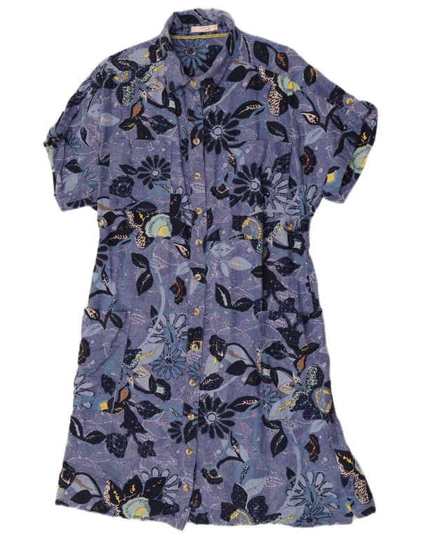 White Stuff Rochie cămașă pentru femei UK 12 Medium Blue Floral Linen