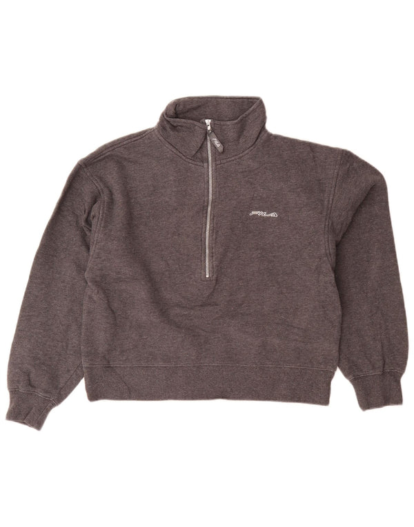 Pulover pentru femei Fila Crop Oversized Gâtul cu fermoar, UK 10, Gri mic