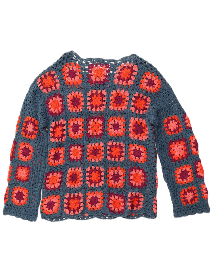 MONSOON Pulover de damă croșetat cu gât barcă UK 10 Small Blue Check