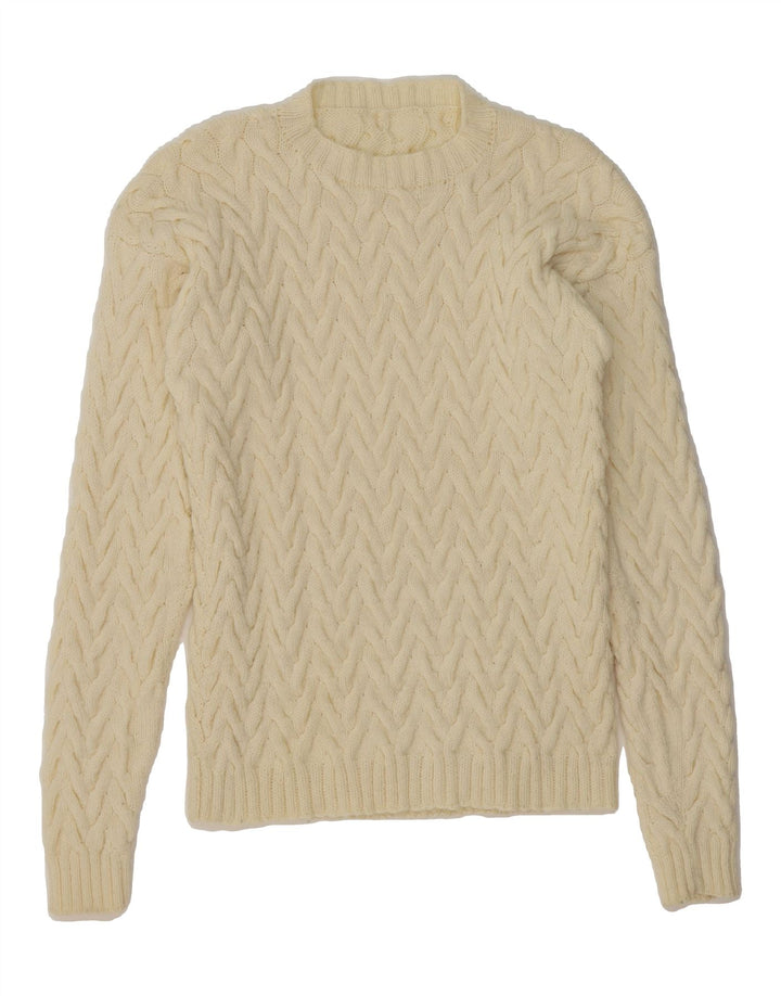 VINTAGE Womens Crew Neck Jumper Sweater UK 12 Medium Off White Vintage Vintage and Second-Hand Vintage from Messina Hembry 