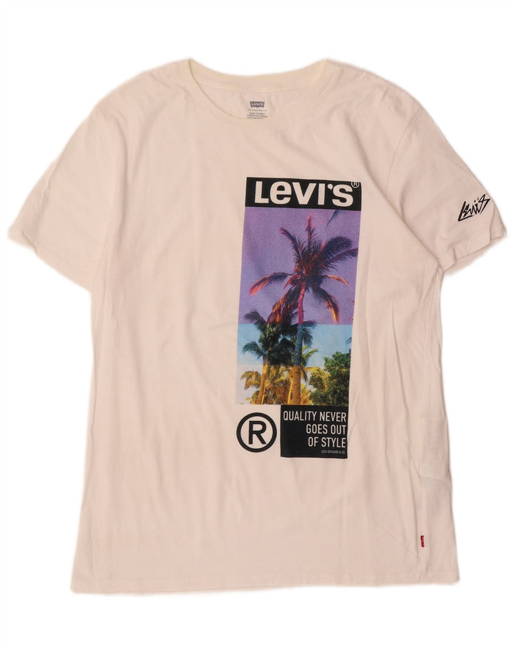 Tricou grafic Levi's pentru bărbați Top mare din bumbac alb